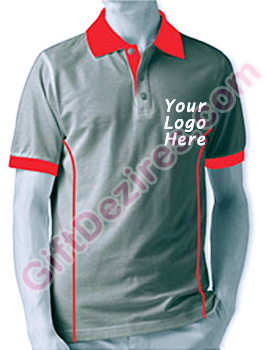 Designer Grey Heather and Red Color Polo T Shirts With Company Logo